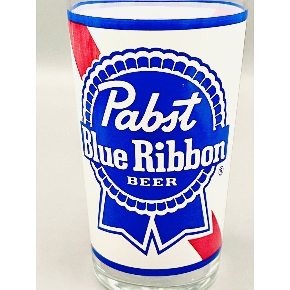True Vintage Retro 1970s Pabst Blue Ribbon Beer Glass 5” Classic Logo EUC PBR